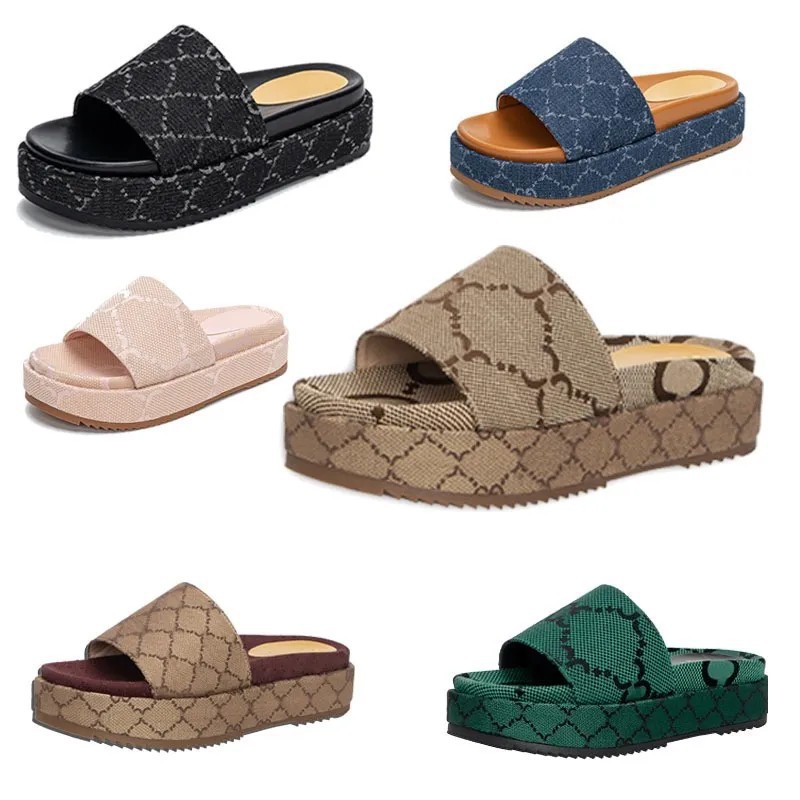 New Wholesale Cross-Border Hot-Selling g Brand Height-Increasing Sandals for Women, Outdoor Fabric Slipper with Thick Sole