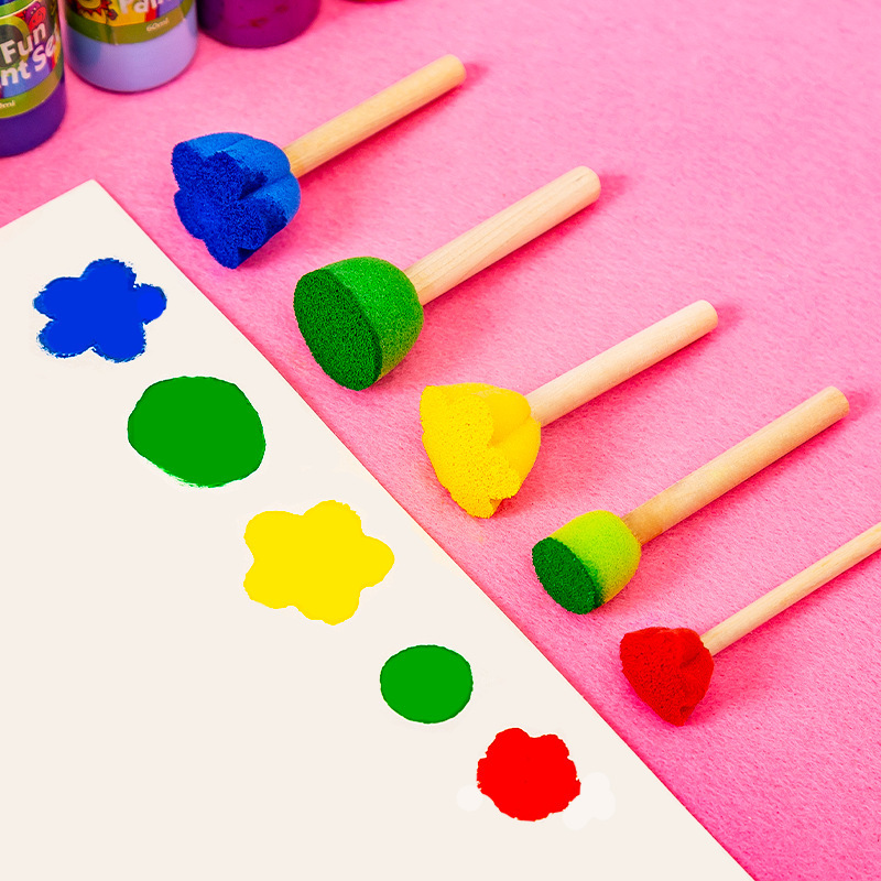 子供美術円形スポンジブラシ印鑑絵画落書きツールキノコ頭幼稚園diy拓印画|undefined