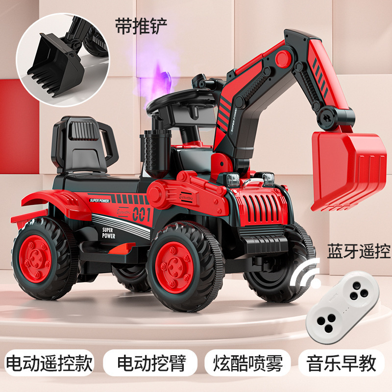Niños excavadora eléctrica niño montando excavadora bebé eléctrico coche de juguete niños gancho máquina ingeniería Coche