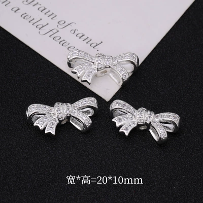 18K Color-Preserving Zircon Bow Bracelet Zərgərlik ara hissələri - no-2-bow-tie-thick-silver