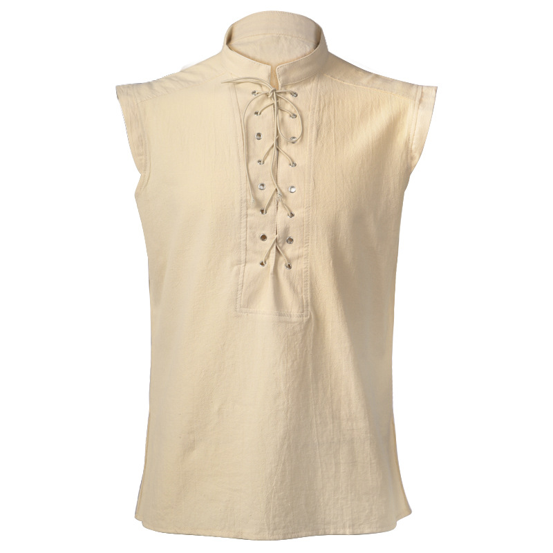 海盜文藝復興維京蒸汽朋克中世紀哥特凱爾特無袖襯衫野蠻人表演服