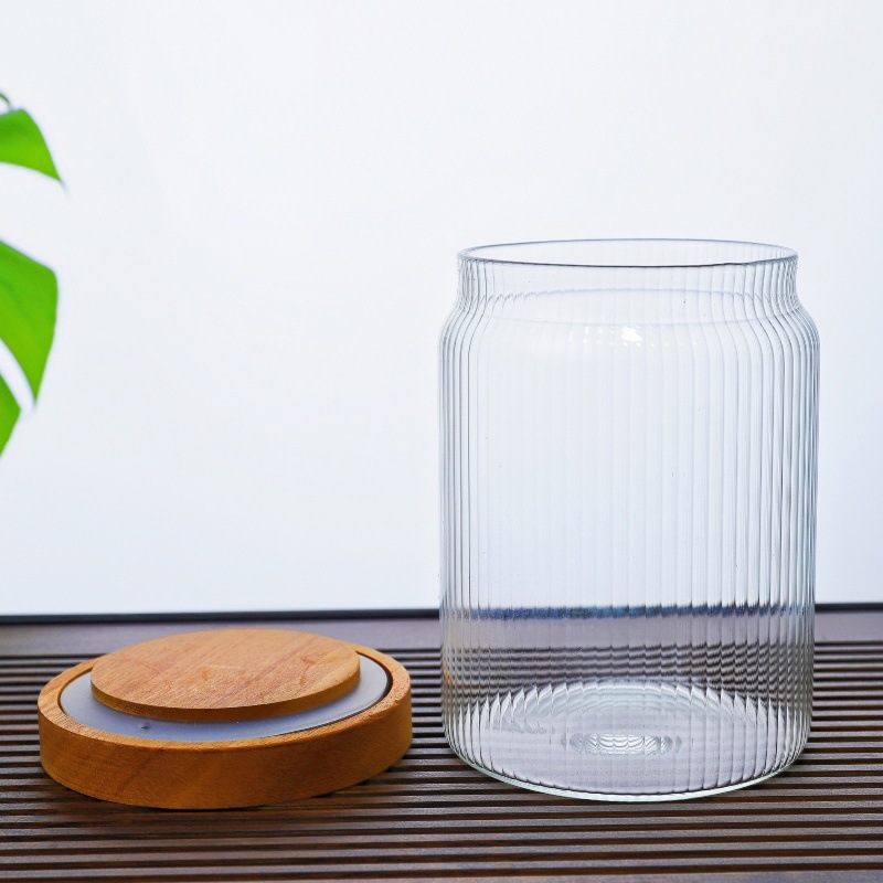 Tanque sellado de vidrio con alto contenido de borosilicato, tanque de almacenamiento de granos simple y transparente, tanque de almacenamiento sellado de alta temperatura engrosado para el hogar