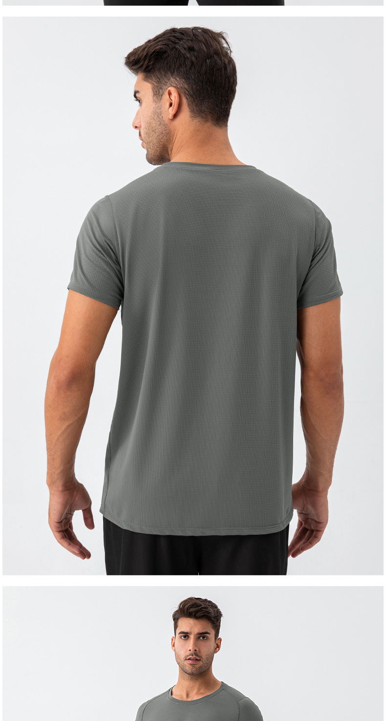 210g Weight Short Sleeve Sleeve Length Nylon Fabric Type Regular Top Length T-shirt Tops Type Outdoor, Running, Sports Occasion Round Neck Neckline Lattice, Solid Color Pattern Simple Style, Classic Style Style Wholesale Simple Style Classic Style Lattice Solid Color Short Sleeve Men's T-shirt 15