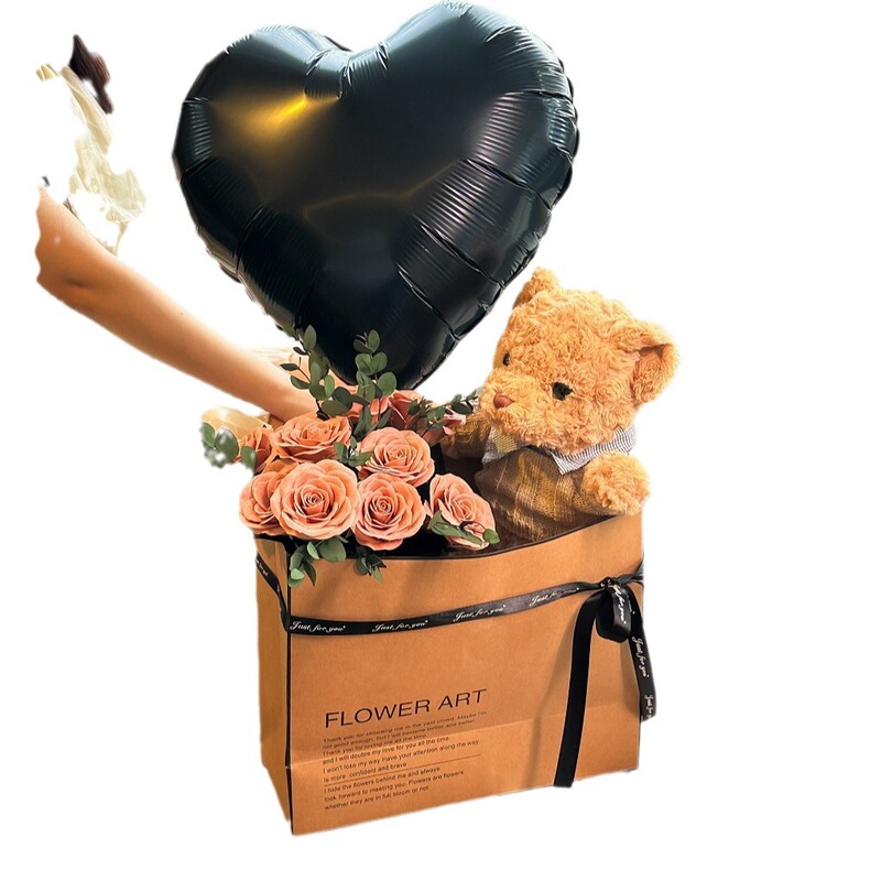 ぬいぐるみのクマの花束、プリザーブドローズ、造花、バレンタインデーのギフト、女の子への誕生日プレゼント、プリザーブドフラワー|undefined