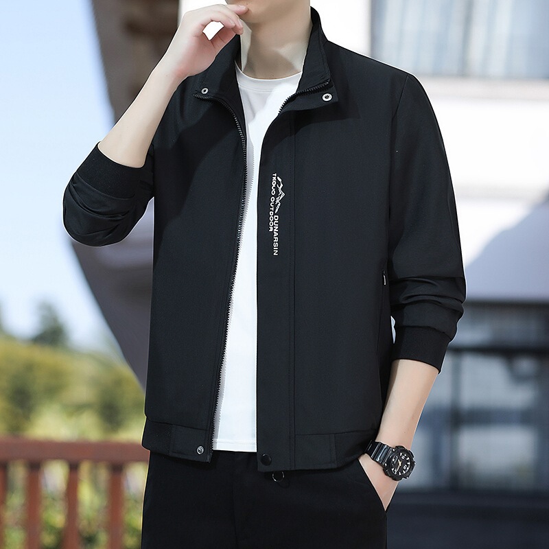 2025 Autumn New Men's Stand Collar Jacket, Casual Sports Solid Color Coat, Fashionable Versatile Men's Zipper Long Jacket 2025 Autumn New Men's Stand Collar Jacket, Casual Sports Solid Color Coat, Fashionable Versatile Men's Zipper Long Jacket