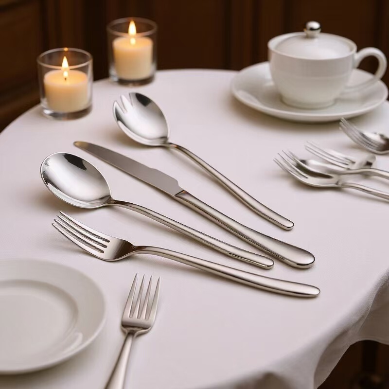 Western-Style Steak Knife and Fork Cutlery Set 304 Stainless Steel Household Steak Knife, Fork, and Spoon Three-Piece Set Western Style