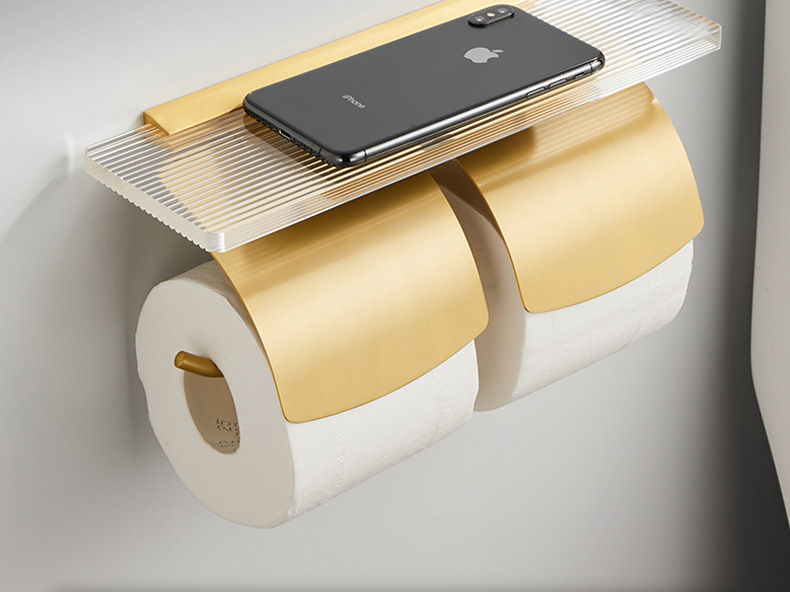 Light luxury bathroom tissue box punch-free roll paper holder toilet paper holder toilet paper box acrylic tissue holder storage undefined