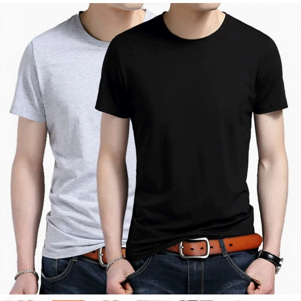 Summer 180g combed cotton solid color T-shirt, short-sleeved, men's, round neck, V-neck, half-sleeve, plus size