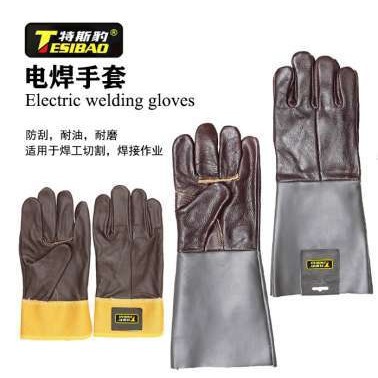 特斯豹井口电焊手套舒适隔热吸汗透气防烫柔软牛皮焊接工劳保手套