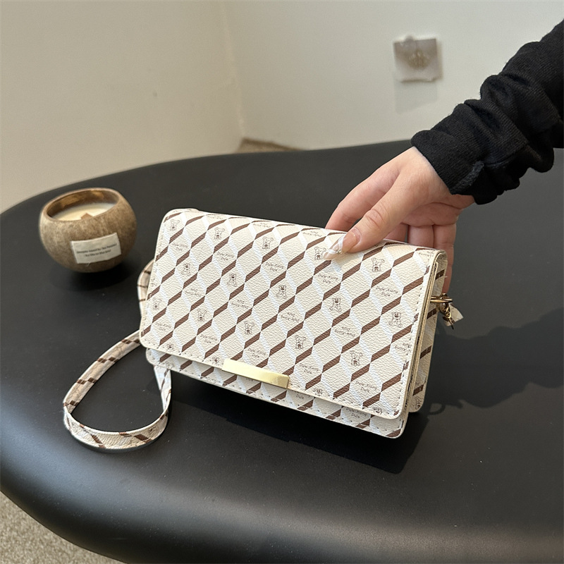 Bolsa pequeña de lujo ligera de estilo extranjero estilo coreano impresión a cuadros de diamante de todos los días de viaje al trabajo bolso de hombro