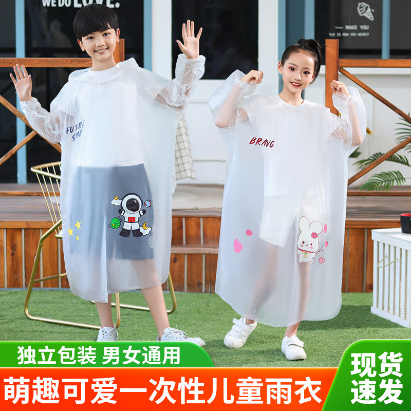 Children's Raincoat for Boys and Girls, Long Full-Body Rainproof Raincoat for Girls, Transparent Waterproof Poncho for Middle and Large Kidsren