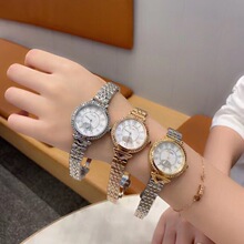 新款休闲钢带手表女学生韩版简约镶钻时尚女表防水手表女韩版潮流