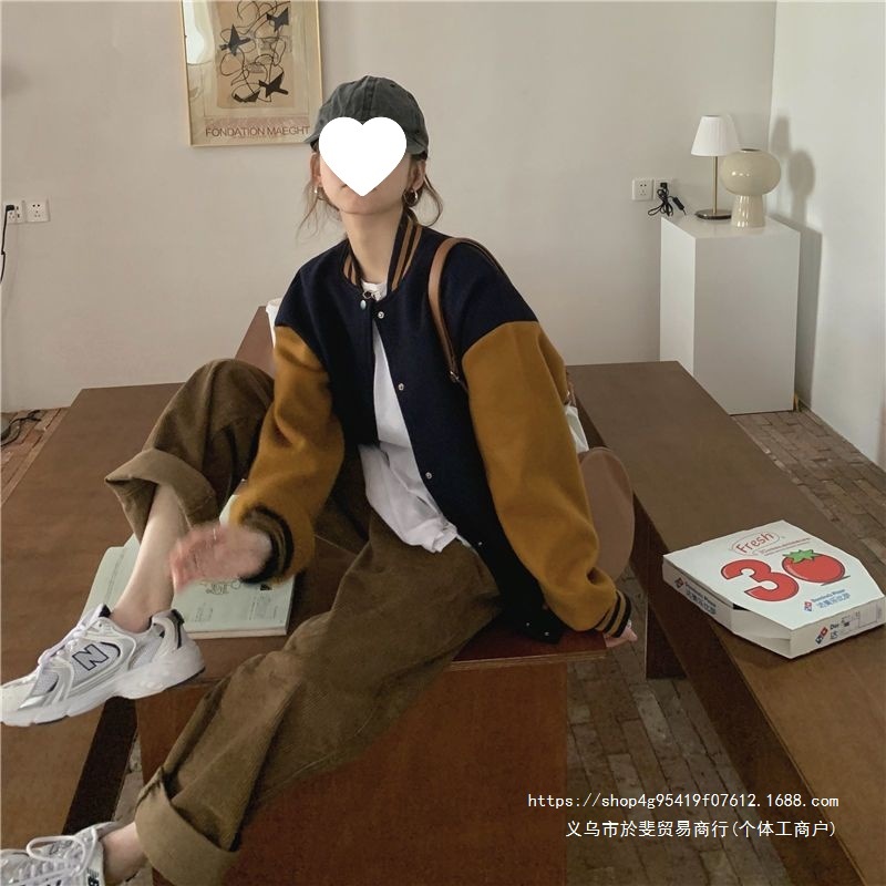 2026新款外套女潮秋冬美式复古风棒球服厚款风宽松韩版夹克