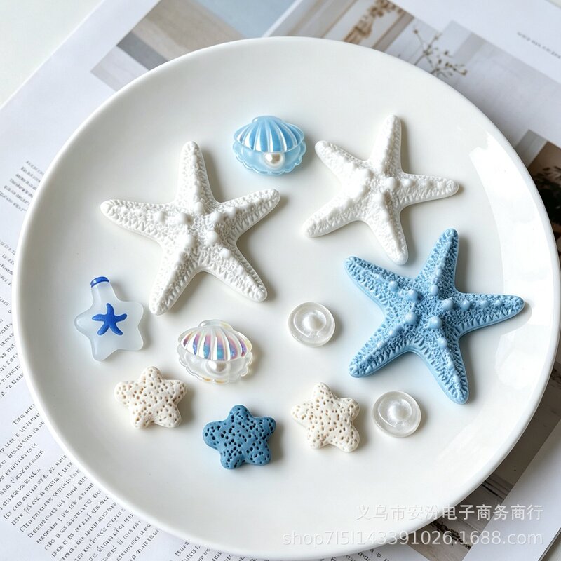 Hot-selling large starfish, coral, and pearl DIY resin clogs, hair clips, hair ties, and hair accessories – wholesale Hot-selling large starfish, coral, and pearl DIY resin clogs, hair clips, hair ties, and hair accessories – wholesale