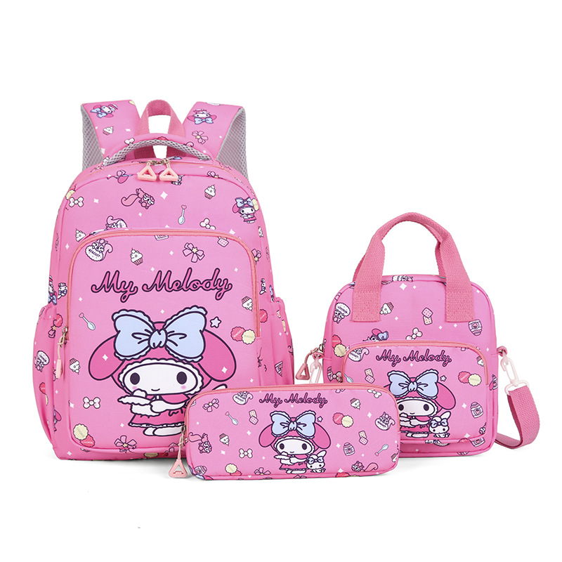 Mochila de tres piezas para niños, mochila de estudiantes de niñas, mochila de gato, mochila de dibujos animados, mochila de hombro encantadora de alto valor