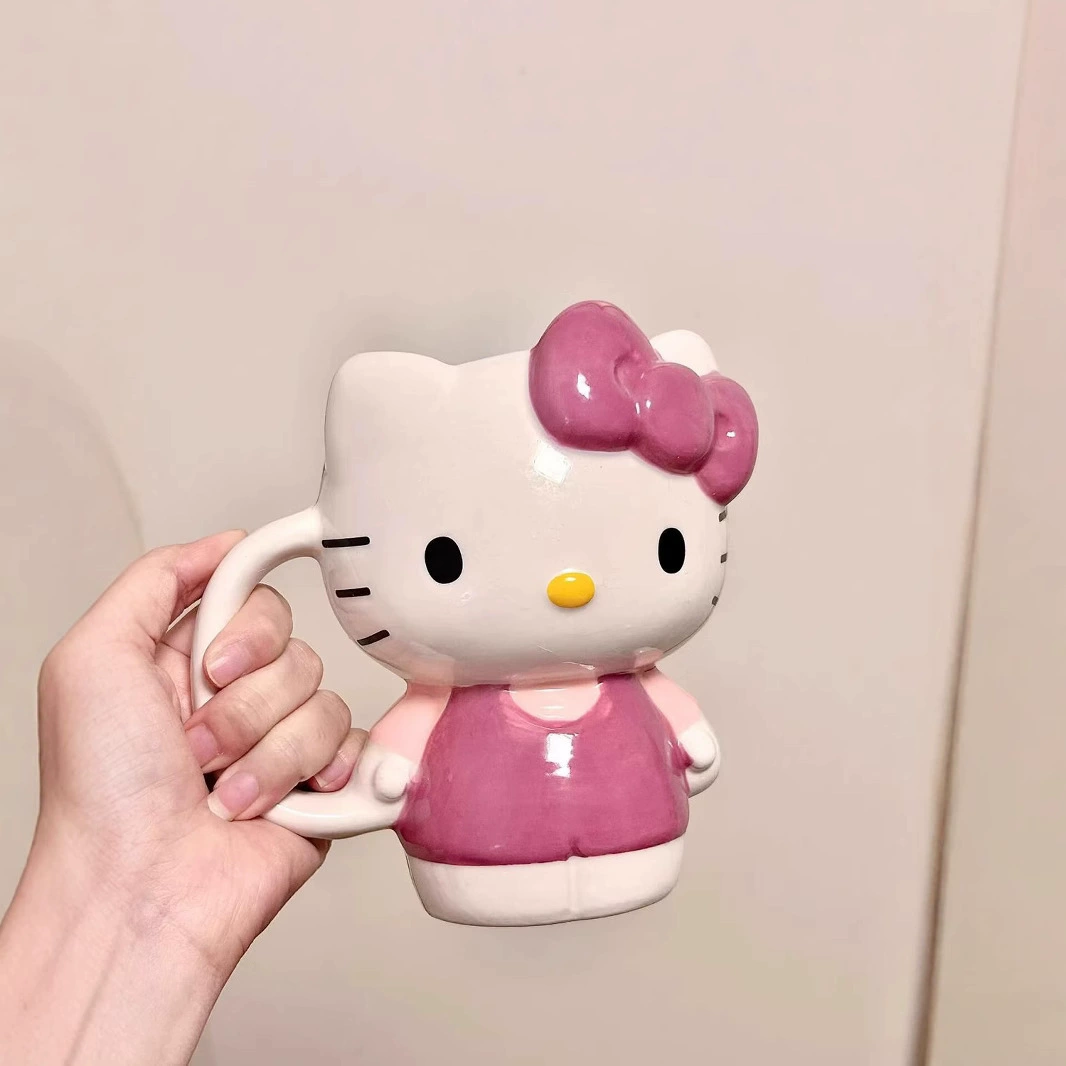 Керамическая кружка Hello Kitty Katie Cup, креативная кружка, мультфильм, милые девушки, водяная кружка, практичная, большой объем