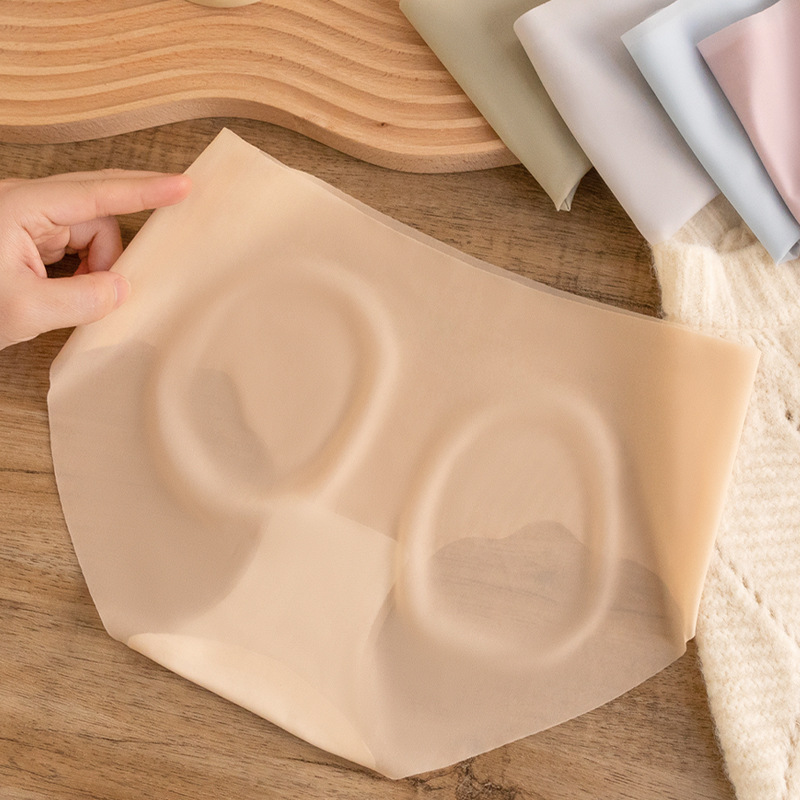 Ropa interior de seda de hielo de algodón antibacteriano entrepierna verano delgada chica sexy media cintura pantalones cortos cabeza ropa interior sin costura