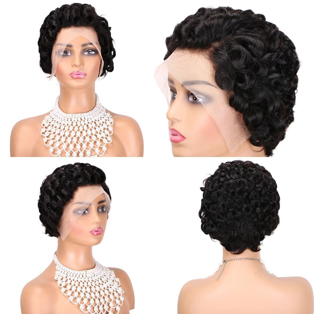 13x4 pixie curly wig para mujer cabeza completa cabello de encaje