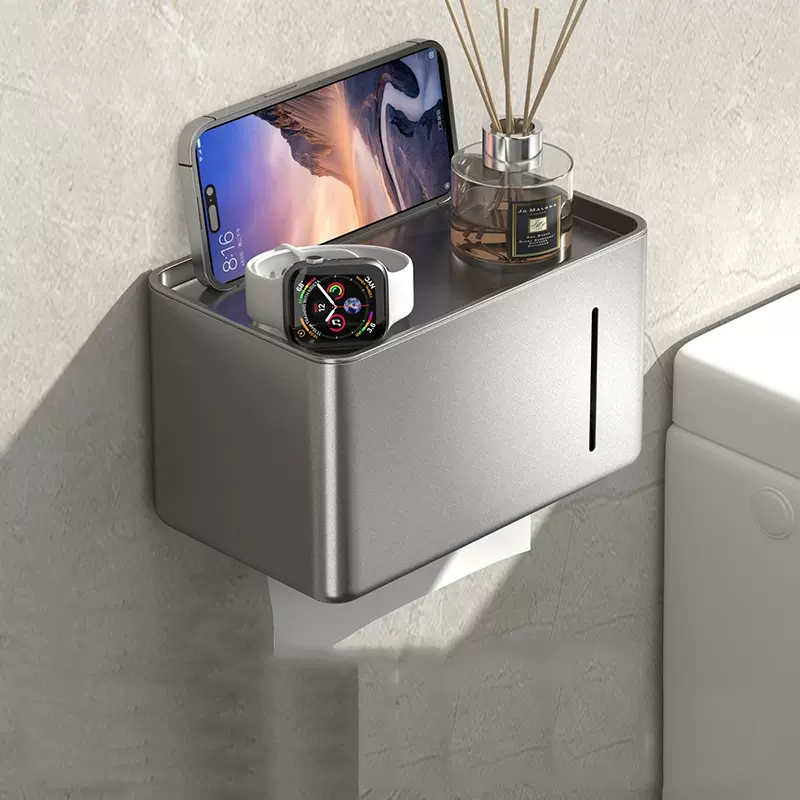 太空铝厕所手纸盒土枪灰色卷纸盒防水厕纸盒纸巾架卫生间抽纸盒