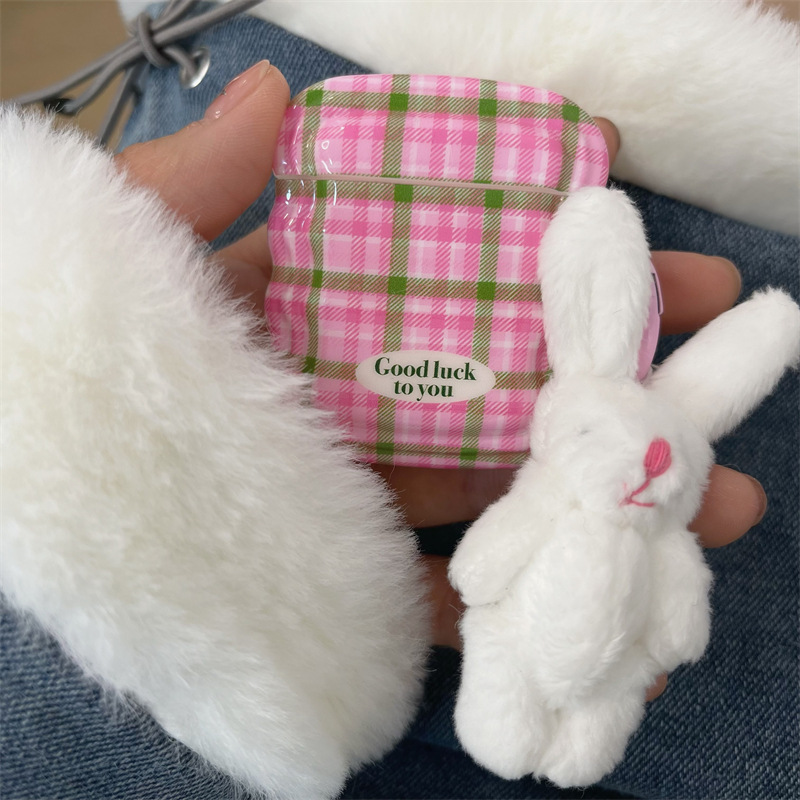 Cute Rabbit Lattice Tpu Bluetooth Earbuds Case display picture 2