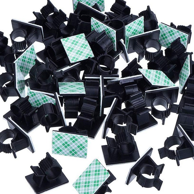 黒色AP-0810調整式固定座ケーブル電線固定線クリップケーブル固定バックル自己接着バックテープ