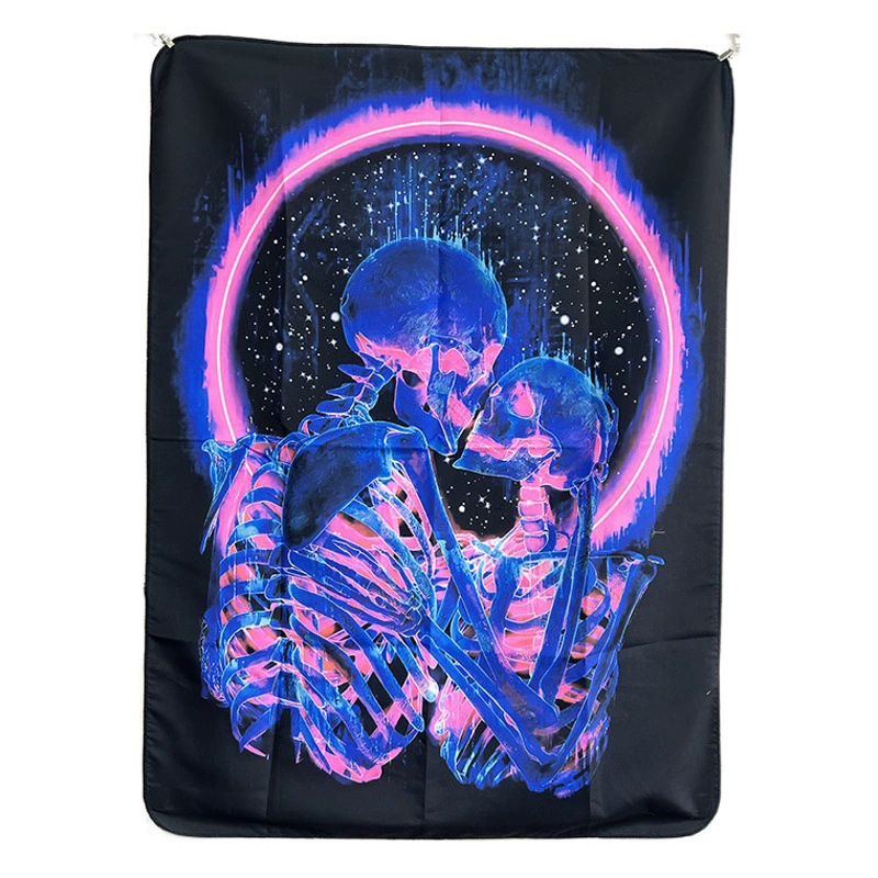 Amazon трансграничные горячие продажи на заказ УФ флуоресцентный гобелен гостиная спальня черепа любовника флуоресцентная фоновая ткань подвеска