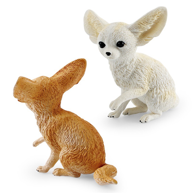 Modelo animal de bosque de simulación transfronteriza oreja grande zorro aurícula zorro desierto zorro estática decoración de escritorio juguete