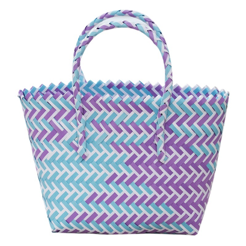 Pp Souvenir Handbag, Hand-Woven Vegetable Basket Bag, Large Capacity Versatile Casual Woven Bag, Dopamine Bag