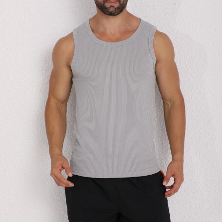 Combed Texture Slim-Fit Muscle-Enhancing Quick-Dry Sports Casual Fitness Vest Round Neck Sleeveless T-Shirt for Men Combed Texture Slim-Fit Muscle-Enhancing Quick-Dry Sports Casual Fitness Vest Round Neck Sleeveless T-Shirt for Men