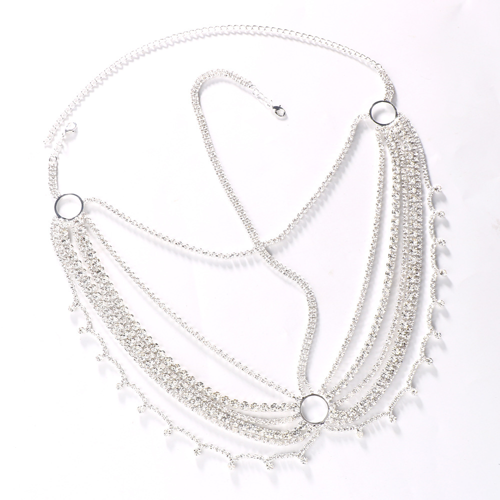 AliExpress caliente rhinestone cara cadena europea y americana exagerada rhinestone borla multi-capa máscara personalizada accesorios máscara