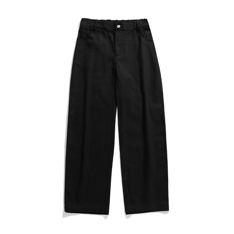 Pantalones casuales sueltos rectos de microperfil para hombre 2025 primavera nuevo estilo montaña pantalones retro de sarga de textura de algodón puro de todo fósforo