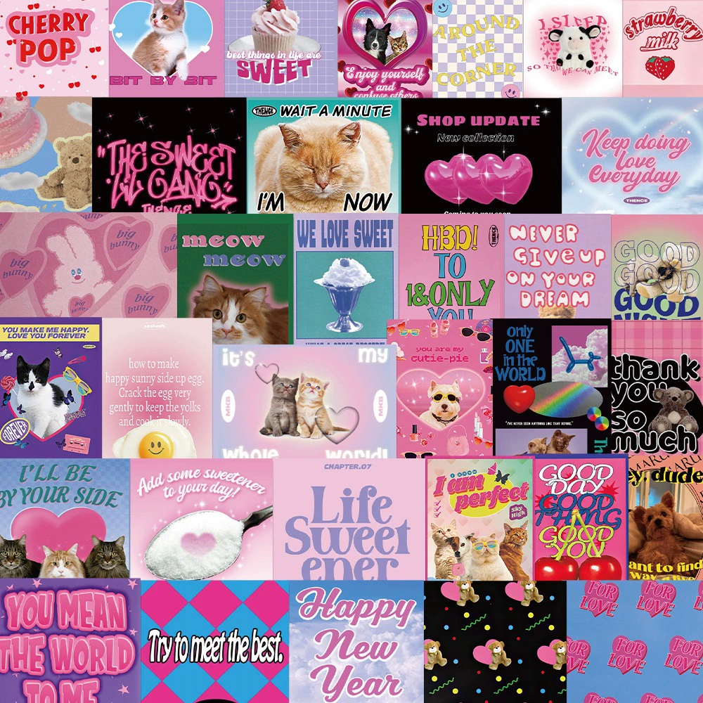 65 штук розовых ins художественный мультфильм розовые наклейки на руку водонепроницаемый багаж скейтборд холодильник стакан для воды уплотнительные наклейки