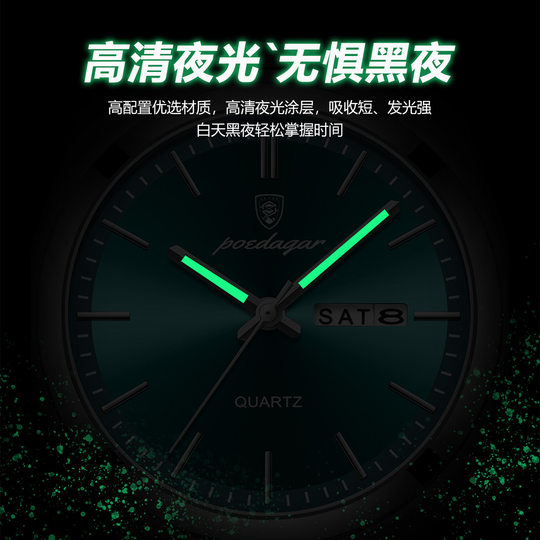 POEDAGAR New Lightweight Men's Watch Waterproof Luminous Quartz Watch Simple Steel Band Business Watch 930