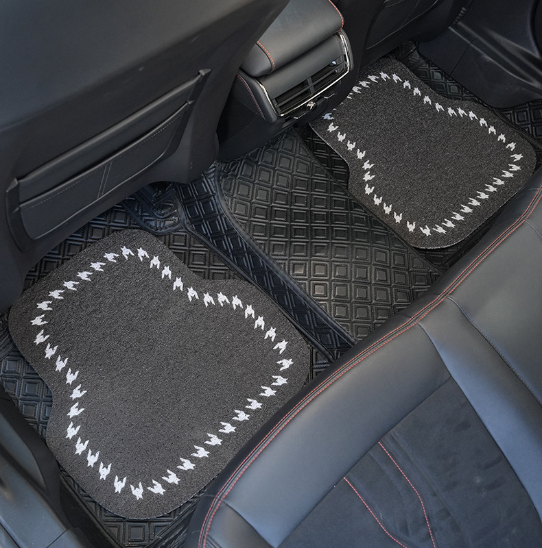 Houndstooth Silk Car Floor Mat Simple Dirt-Resistant Wear-Resistant