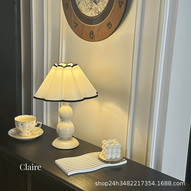 Ретро корейская плиссированная настольная лампа лепестки девочки простой милый декоративная прикроватная лампа тыква романтический французский светильник