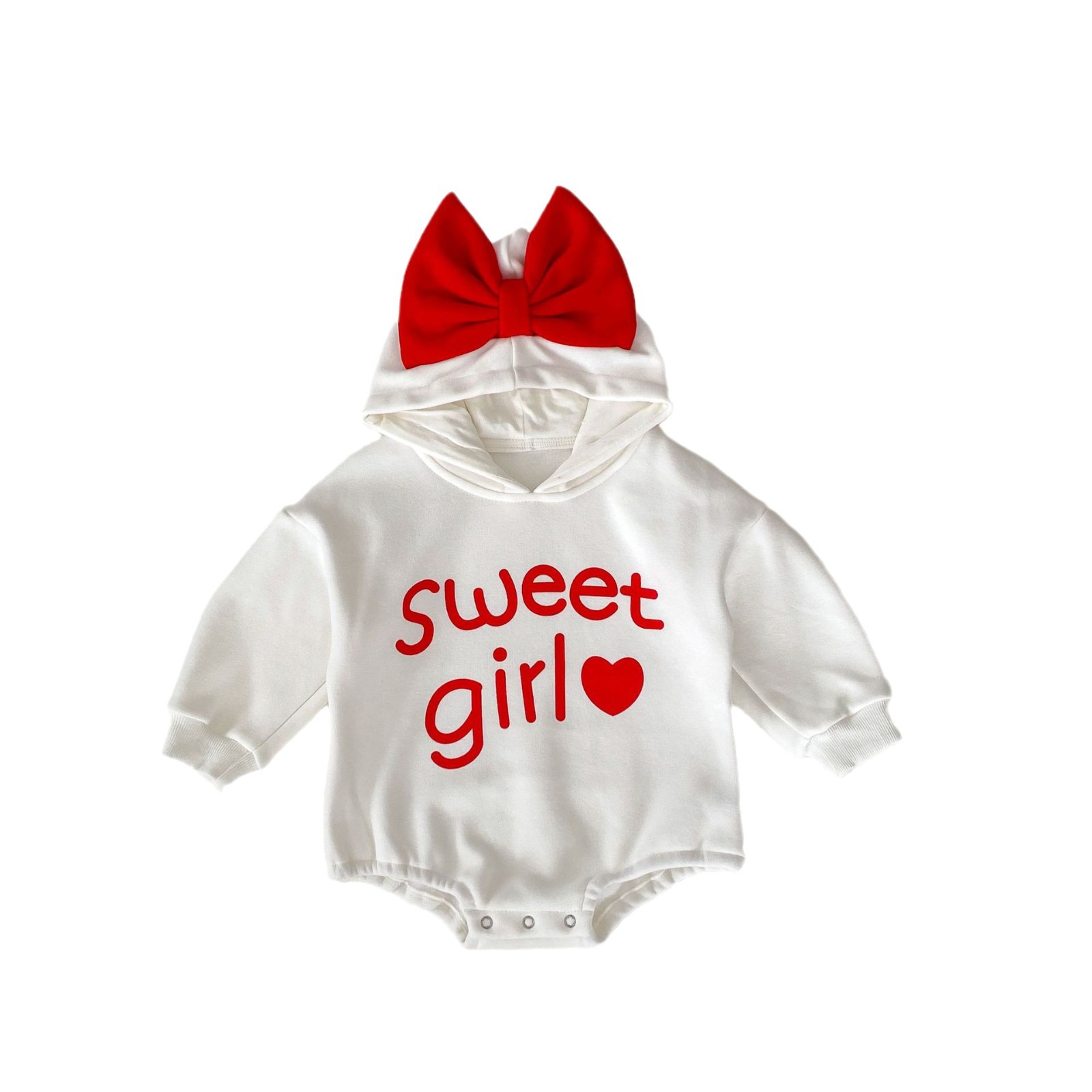ins winter clothes baby butterfly love baby newborn clothes hooded jumpsuit romper fleece-lined thickened
