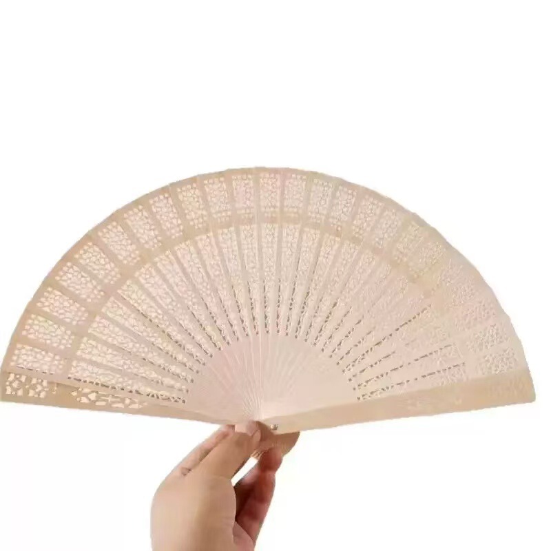 8inch フルウッドファン、噛むファン、フェイスファン、折りたたみファン、女性のクラフトギフトファン、アンティークスタイルの中空フルウッドファン|undefined