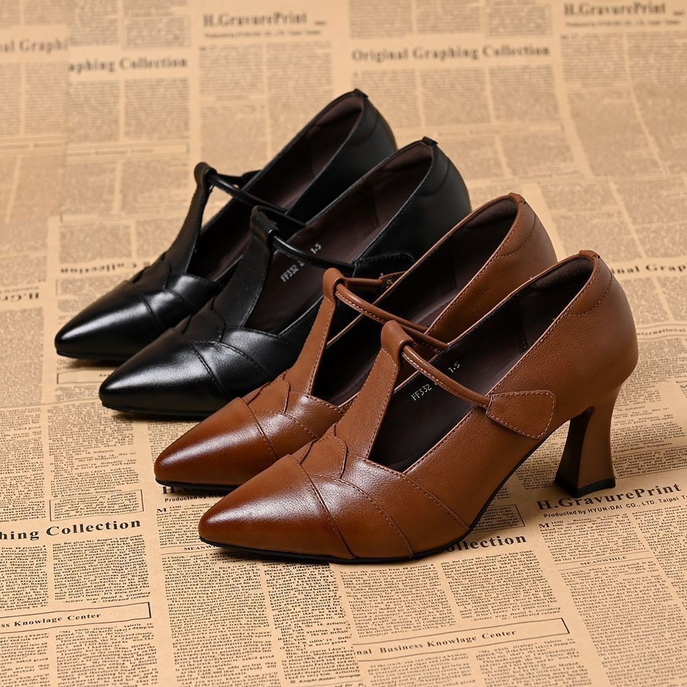 2026 primavera y verano nuevo estilo superficial estilo de moda universal perezoso de punta punta de un pie tacones gruesos zapatos antideslizantes de tacones altos