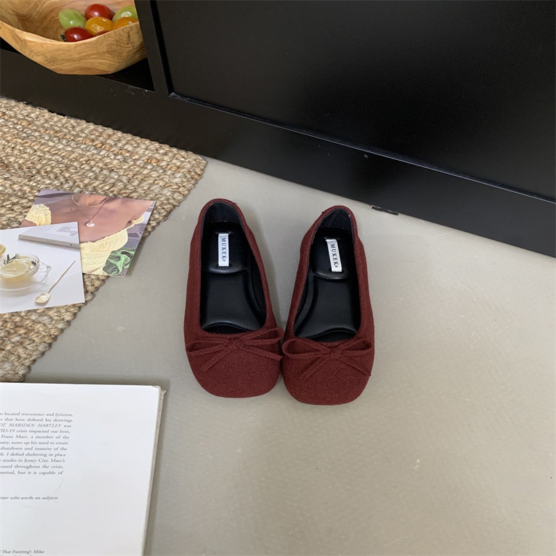 法式蝴蝶结复古平底鞋奶奶鞋秋船鞋瓢鞋浅口芭蕾舞单鞋女2025新款