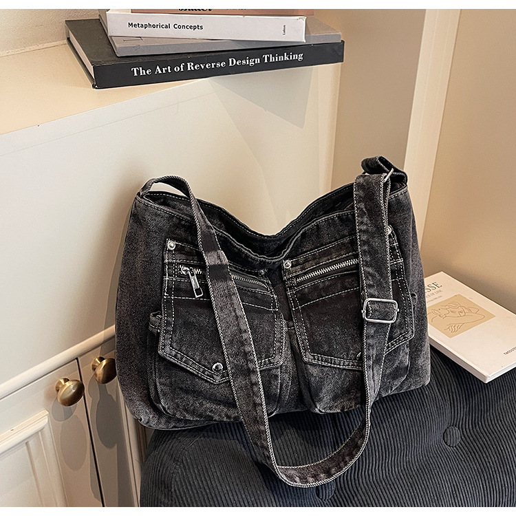 Bolso retro de gran capacidad para mujeres 2026 primavera nueva moda denim mochila de hombro para viajar bolsa de ocio image 7