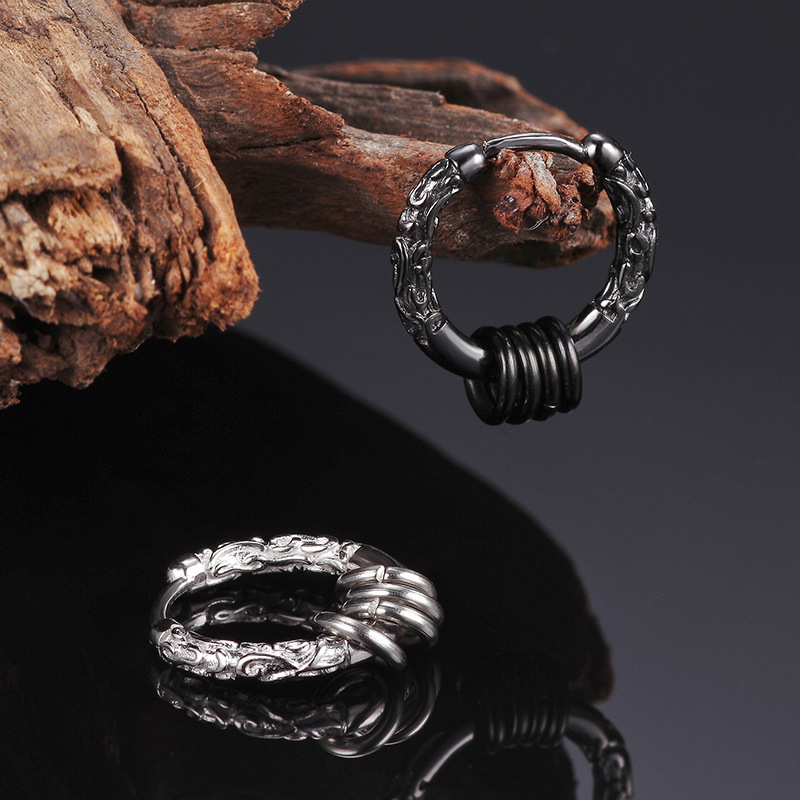 Men's Black Gold Earrings Silver Plated Unique Single Hip Hop Cudgel Style Trendy Jewelry For Both Men And Women_voghion.com
