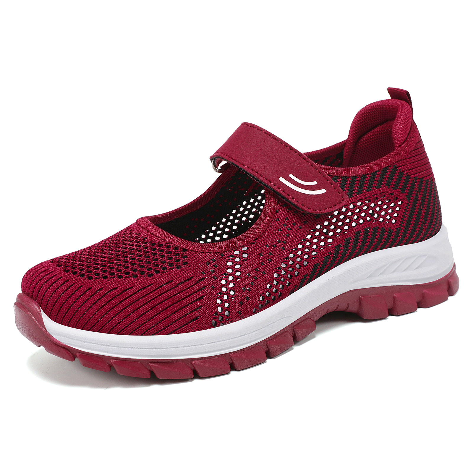 Zapatos de verano para mujer nuevo estilo venta al por mayor transfronteriza de madres de mediana edad y ancianas zapatos ligeros de suela blanda zapatos de red de velcro para mujer