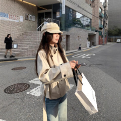 早秋韩系风衣女短款英伦风立领收腰韩国高端休闲外套2025秋新款