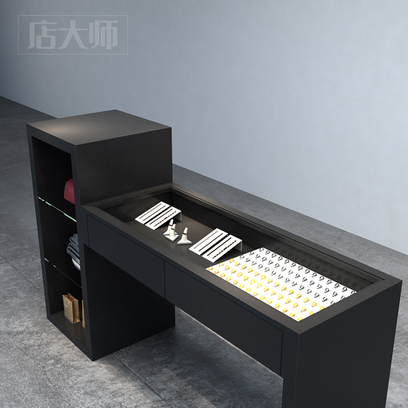 铁艺珠宝展示柜玉器首饰品精品展柜透明玻璃柜台流水台可