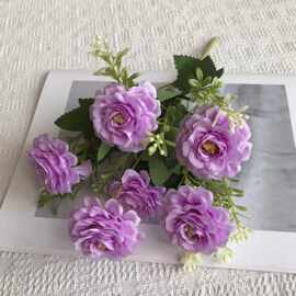 6头芙蓉仿真花束 清新风家居橱窗商场造景绢花 婚庆摄影道具批发