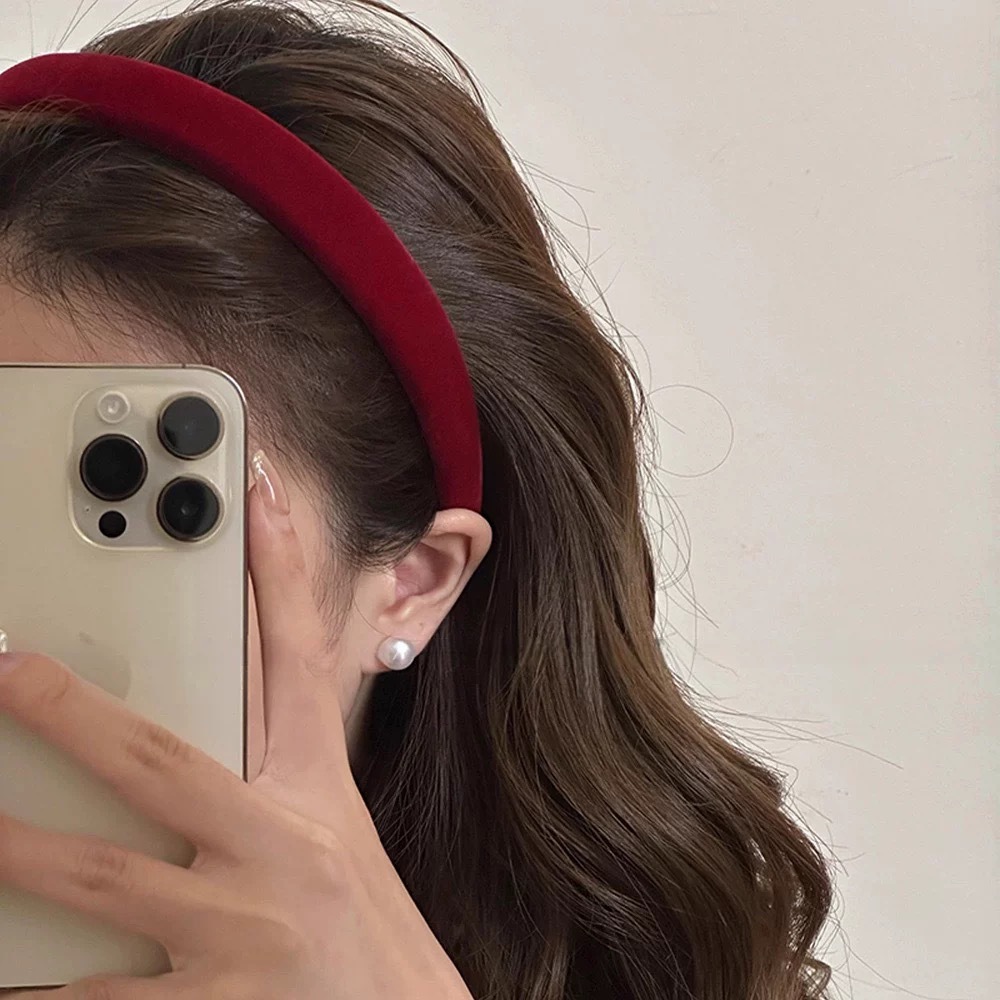 # 175 red flocked thin edge headband