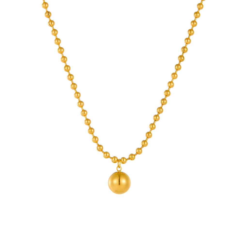 Europa y América exagerada de acero inoxidable ronda Cadena de cuentas redondas buena suerte sólida ronda perla de la joyería de las mujeres pendientes pulsera collar de la joyería