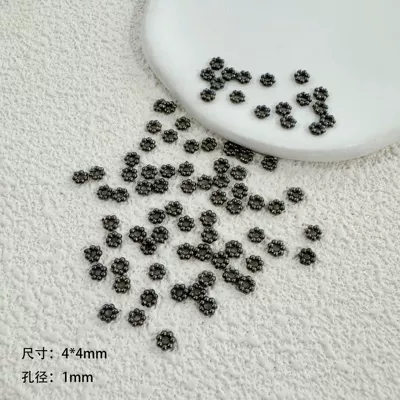 Zərgərlik ara hissələri flower beads geometric perforated - gun-black-4mm-1000-pcspack