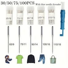 跨境家用缝纫机针套装多型号HA老式机针瓶装带蓝色穿针器机针现货