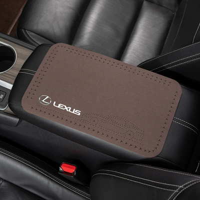 Suitable for Lexus ES350h: Anti-slip mat - suede-armrest-mat-lexus-mocha-brown